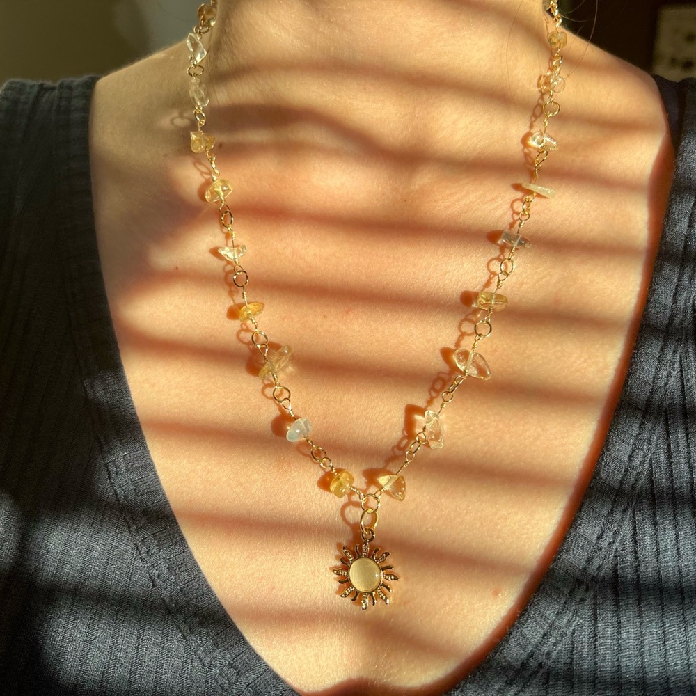 Gold Sun Pendant Necklace